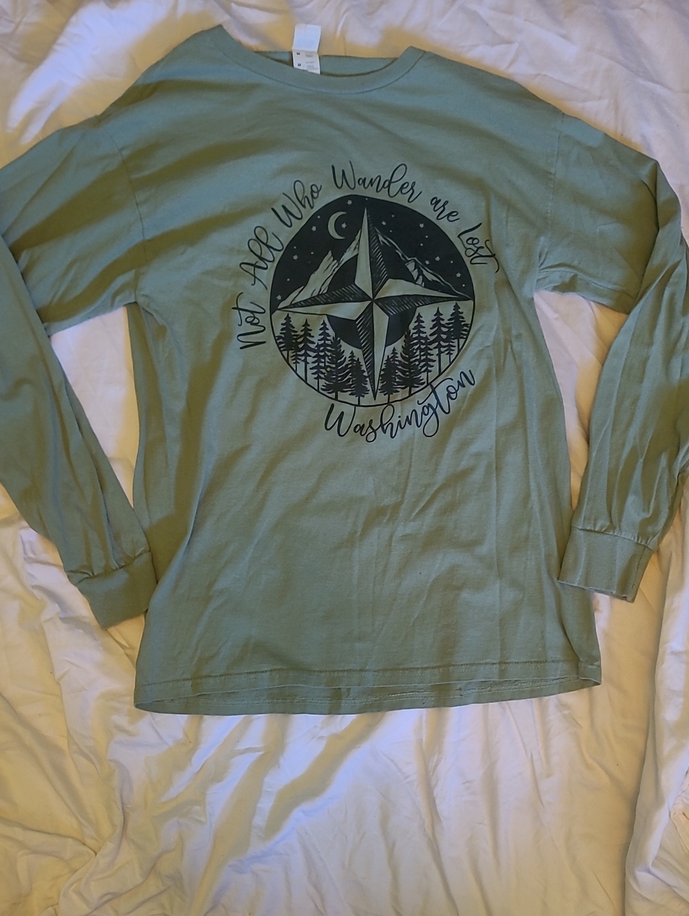 Fruit of the Loom Sage Green Washington Compass Long-Sleeve Tee